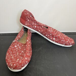 NWOT Toms Shoes Video Game Controller Game Over Red Slip On Canvas Size W7.5